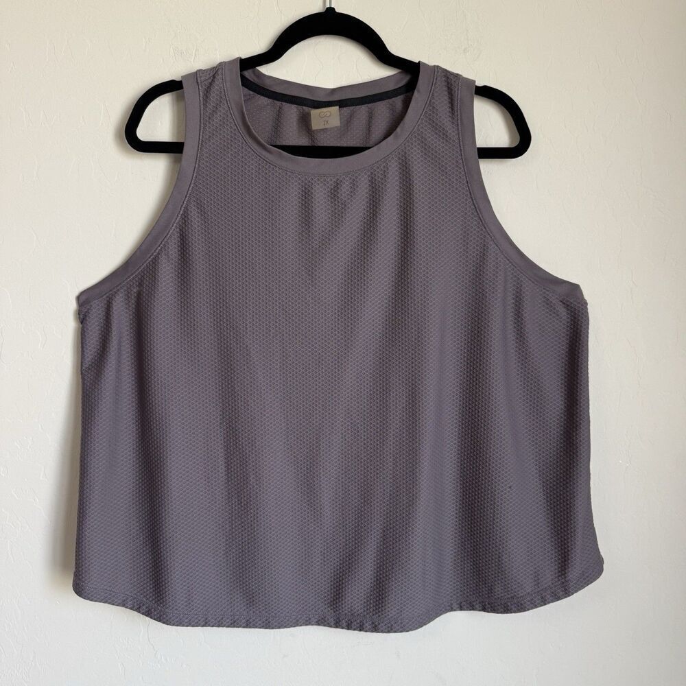 Calia Womens XXL Gray Honeycomb Textured Sleeveless Tank Athletic Gym Athleisure